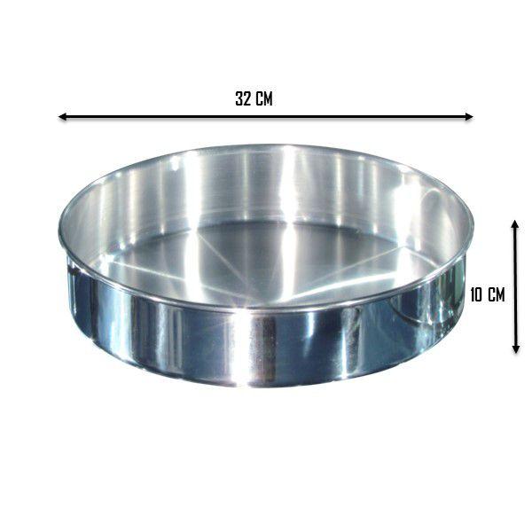 Imagem de Kit 03 Pçs - Forma Assadeira Alumínio Redondo Polido P/ Bolo Sem Canudo N-32 4,7 Lts Docesar