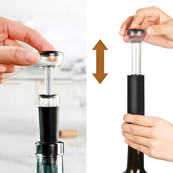 Imagem de Kit 03 Peças Vinho Corta Lacre Rolha à Vácuo Bico Aerador