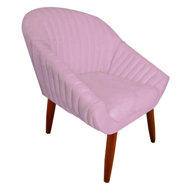 Imagem de Kit 03 Poltrona Anitta Pés Palito Suede Rosa Bebê - D'Classe Decor