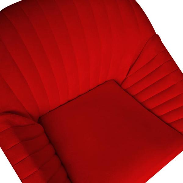 Imagem de Kit 03 Poltrona Anitta Pés Palito Suede Vermelho - D'Classe Decor