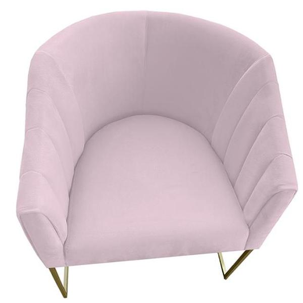 Imagem de Kit 03 Poltrona Julia com base de ferro Sala de estar Escritório Recepção Clinica Suede Rosa Bebê - D'Classe Decor