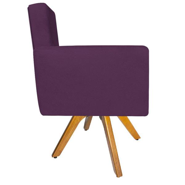 Imagem de kit 03 Poltronas Arenzza Base Giratória de Madeira Suede Roxo - DAMAFFÊ MÓVEIS