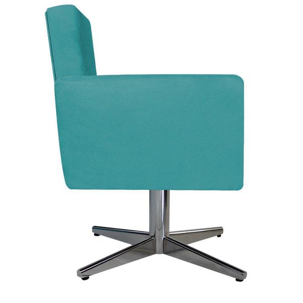 Imagem de kit 03 Poltronas Arenzza Base Giratória de Metal Suede Azul Turquesa - KDAcanto Móveis