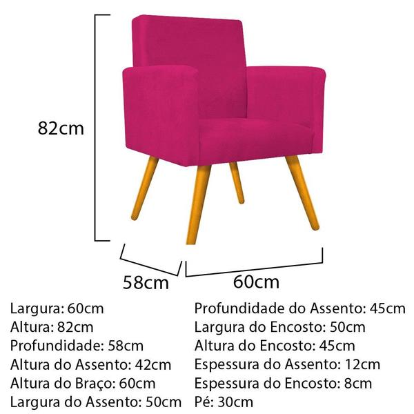 Imagem de kit 03 Poltronas Beatriz Palito Mel Suede Pink - KDAcanto Móveis