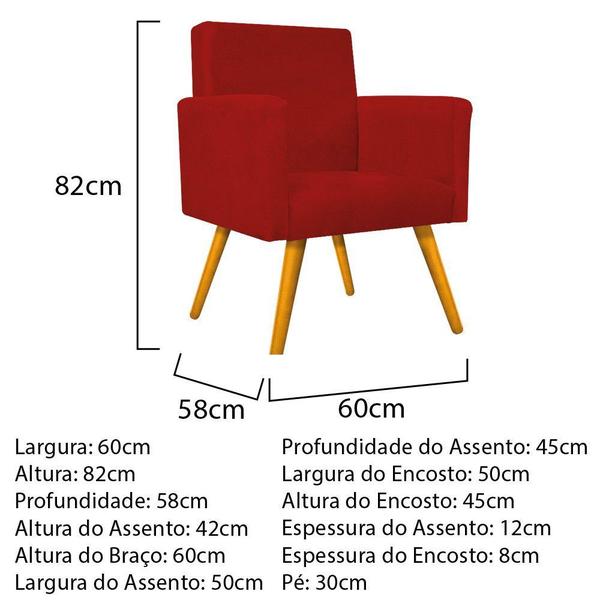 Imagem de kit 03 Poltronas Beatriz Palito Mel Suede Vermelho - KDAcanto Móveis