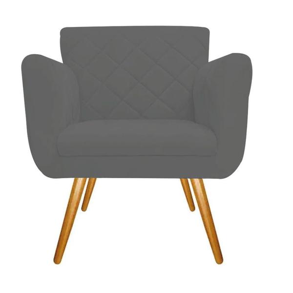 Imagem de Kit 03 Poltronas Cadeira Decorativa Cloe  Pé Palito Para Sala de Estar Recepção Escritório Suede Cinza - Damaffê Móveis