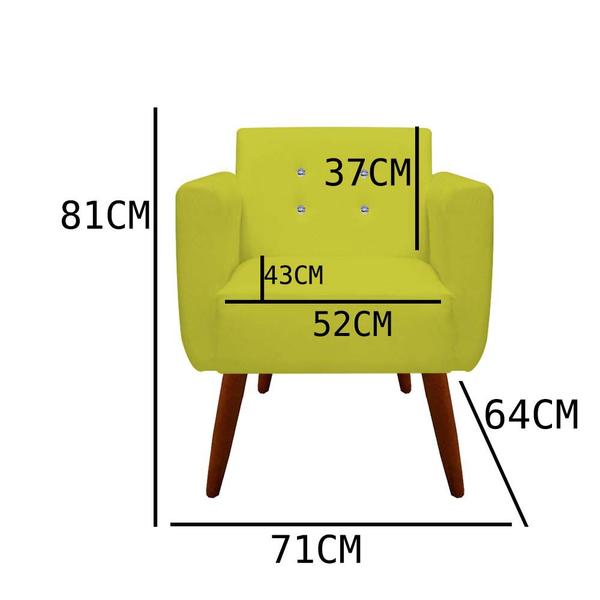 Imagem de kit 03 Poltronas Decorativa Duda C/Strass Suede Amarelo - D'Classe Decor