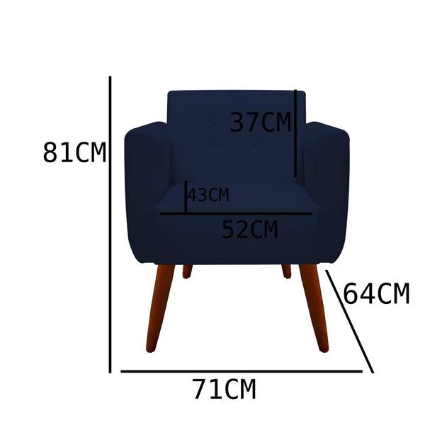 Imagem de Kit 03 Poltronas Decorativa Duda Suede Azul Marinho - D'Classe Decor