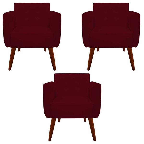 Imagem de Kit 03 Poltronas Decorativa Duda Suede Marsala - D'Classe Decor