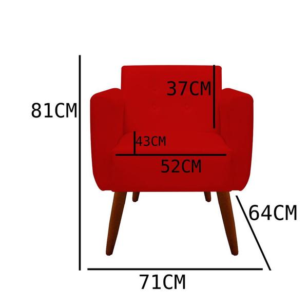 Imagem de Kit 03 Poltronas Decorativa Duda Suede Vermelho - D'Classe Decor