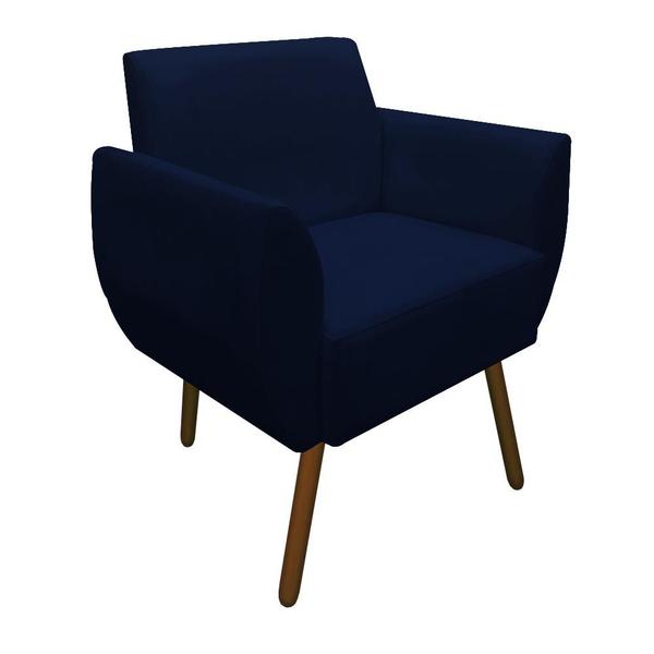 Imagem de Kit 03 Poltronas Decorativa Kelly Pés Palito Suede Azul Marinho - D'Classe Decor