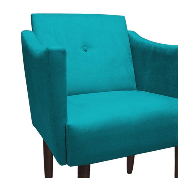 Imagem de Kit 03 Poltronas Decorativa Naty Pés Palito Suede Azul Tiffany - D'Classe Decor