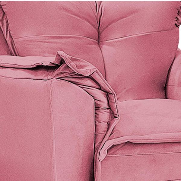 Imagem de kit 03 Poltronas Decorativas Apolo Base Giratória de Madeira Suede Rosa Bebê