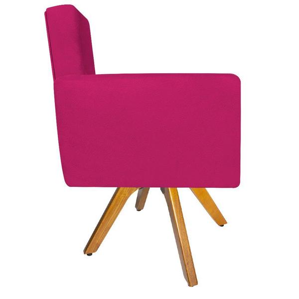 Imagem de kit 03 Poltronas Decorativas Arenzza Base Giratória de Madeira Suede Pink - KDAcanto Móveis