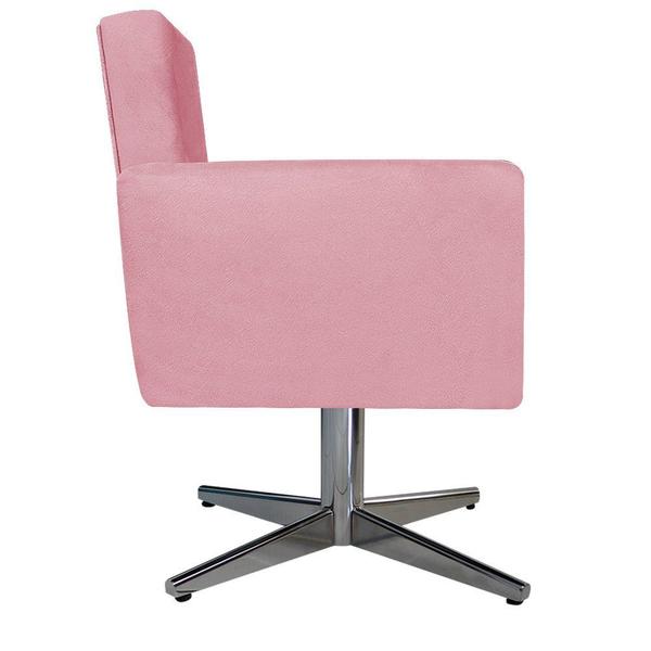 Imagem de kit 03 Poltronas Decorativas Arenzza Base Giratória de Metal Suede Rosa Bebê - KDAcanto Móveis