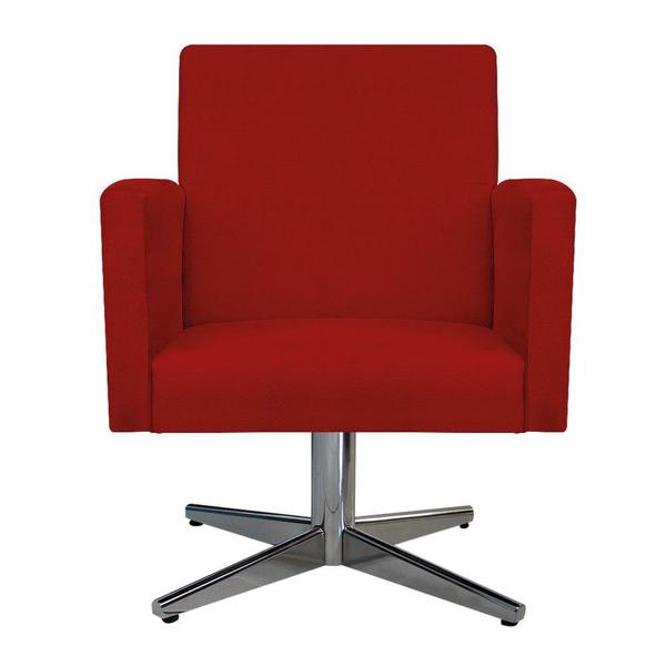 Imagem de kit 03 Poltronas Decorativas Arenzza Base Giratória de Metal Suede Vermelho - KDAcanto Móveis