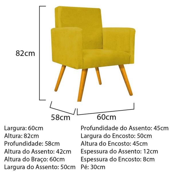 Imagem de kit 03 Poltronas Decorativas Arenzza Palito Mel Suede Amarelo - DAMAFFÊ MÓVEIS