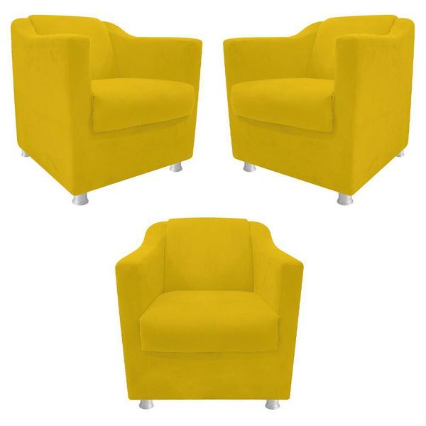 Imagem de kit 03 Poltronas Decorativas Babel Corano Amarelo - DAMAFFÊ MÓVEIS