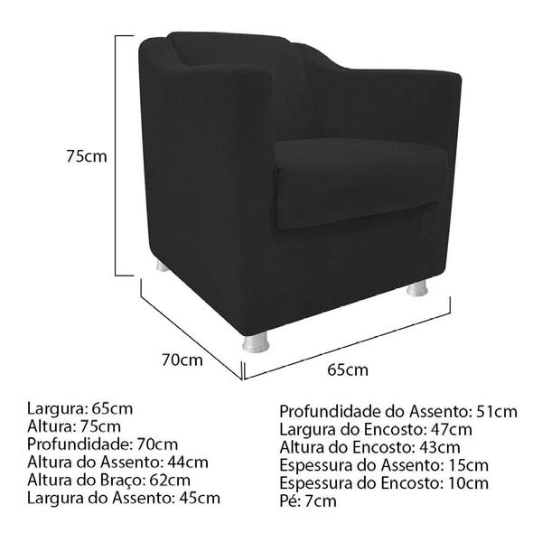 Imagem de kit 03 Poltronas Decorativas Babel Corano Preto - KDAcanto Móveis