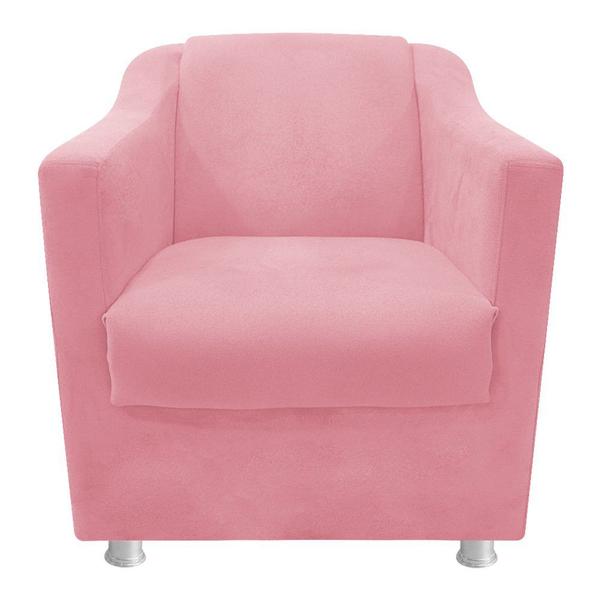 Imagem de kit 03 Poltronas Decorativas Babel Suede Rosa Bebê - KDAcanto Móveis