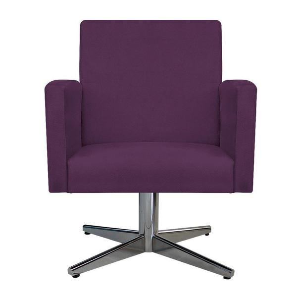 Imagem de kit 03 Poltronas Decorativas Beatriz Base Giratória de Metal Suede Roxo