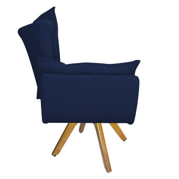 kit 03 Poltronas Decorativas Fenzzi Base Giratória de Madeira Suede Azul Marinho - KDAcanto Móveis Imagem de kit 03 Poltronas Decorativas Fenzzi Base Giratória de Madeira Suede Azul Marinho - KDAcanto Móveis