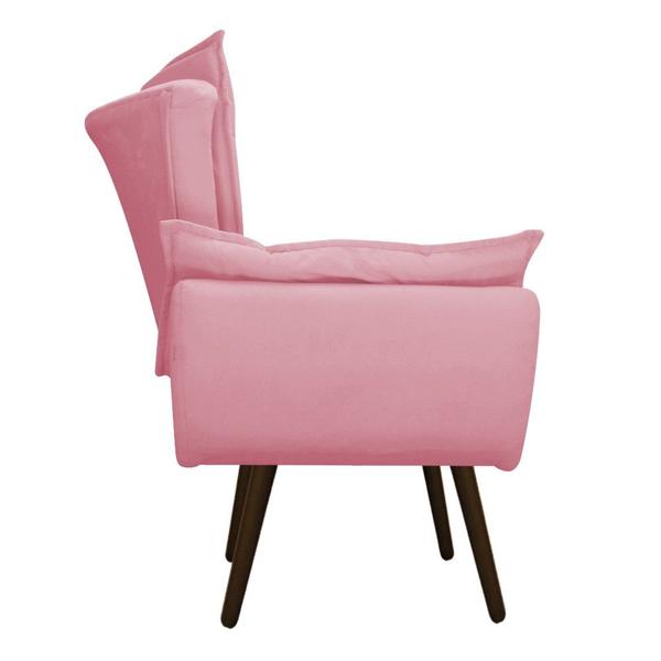 Imagem de kit 03 Poltronas Decorativas Fenzzi Palito Tabaco Suede Rosa Bebê - KDAcanto Móveis