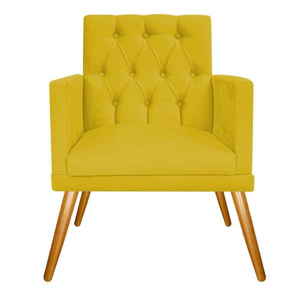 Imagem de kit 03 Poltronas Decorativas Fernanda Palito Mel Suede Amarelo