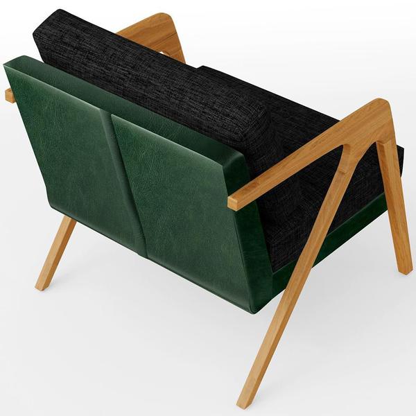 Imagem de Kit 03 Poltronas Decorativas Sala Estar Pietra L02 Facto Verde Musgo Linho Chumbo - Lyam Decor