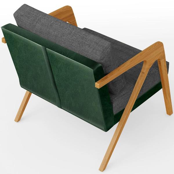 Imagem de Kit 03 Poltronas Decorativas Sala Estar Pietra L02 Facto Verde Musgo Linho Cinza Escuro - Lyam Decor