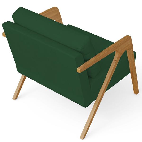 Imagem de Kit 03 Poltronas Decorativas Sala Pietra Estrutura De Madeira L02 Suede Verde Musgo - Lyam Decor