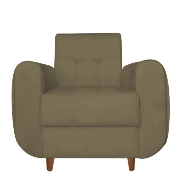 Imagem de Kit 03 Poltronas Golden Pés Palito Suede Marrom Rato - D'Classe Decor