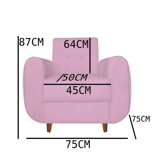 Imagem de Kit 03 Poltronas Golden Pés Palito Suede Rosa bebê - D'Classe Decor