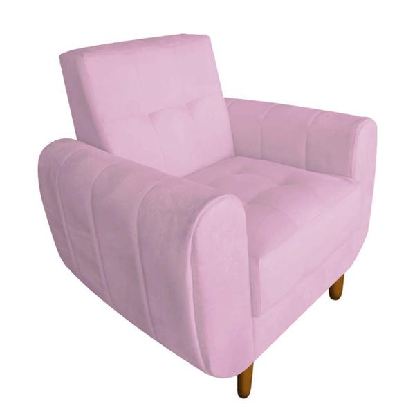 Imagem de Kit 03 Poltronas Golden Pés Palito Suede Rosa bebê - D'Classe Decor