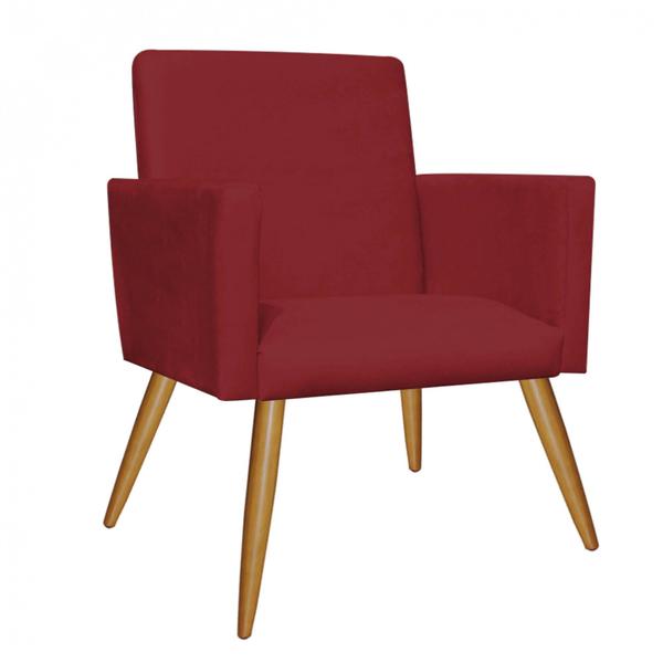 Imagem de Kit 03 Poltronas Nina Decorativa Sala de Estar Recepção Suede Vermelho - Ahz Móveis