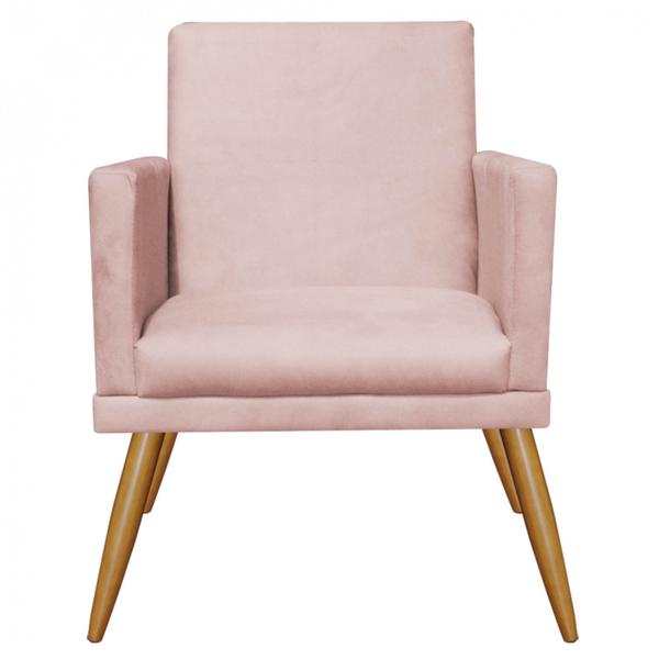 Imagem de Kit 03 Poltronas Nina Rodapé Sala de Estar Recepção Suede Rose Gold - Ahz Móveis