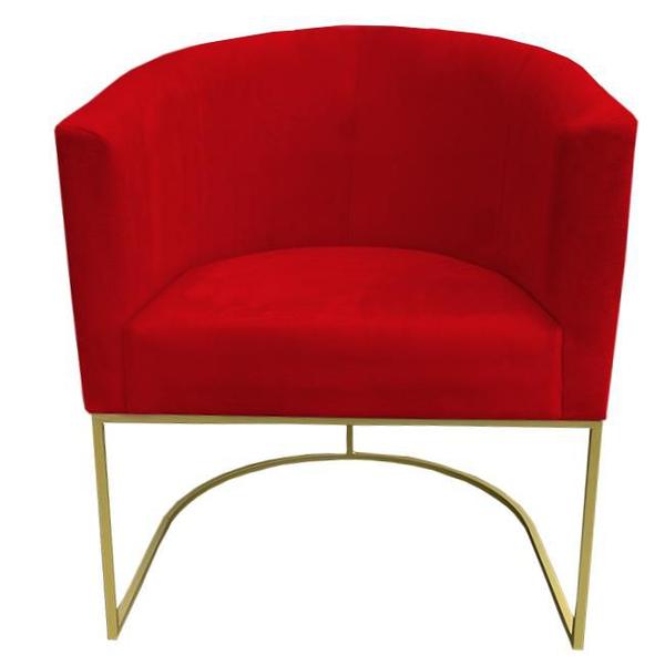 Imagem de Kit 03 Poltronas Paola Base de Ferro Sued Vermelho - D'Classe Decor