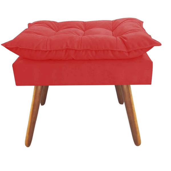 Imagem de Kit 03 Puff Opala decorativo  Pés em Madeira Sala de Estar Recepção Consultório material sintético Vermelho - KDAcanto Móveis