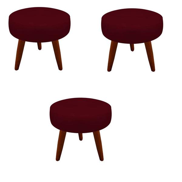 Imagem de Kit 03 Puffs Duda Decorativo Pés Palito Suede Marsala - D'Classe Decor