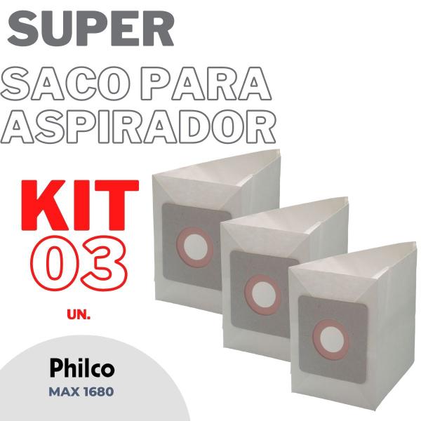 Imagem de Kit 03 Saco Aspirador De Pó Philco Hepa Max 1680 Descartavel