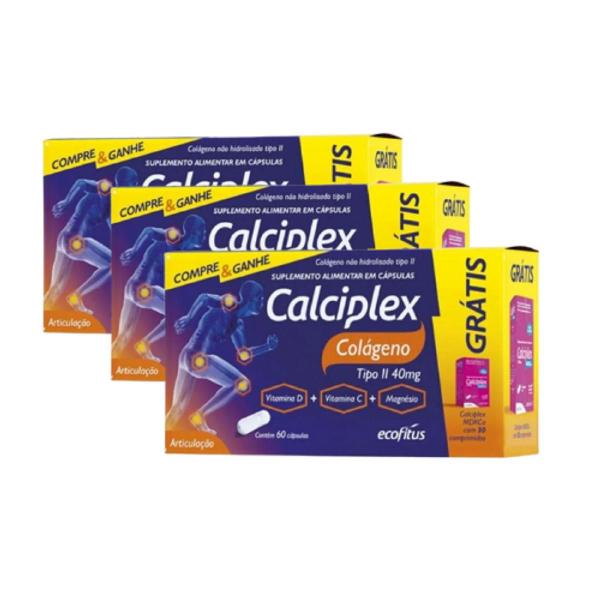 Imagem de Kit 03 Suplemento Calciplex Colágeno 60 E Mdk 30  Ecofitus