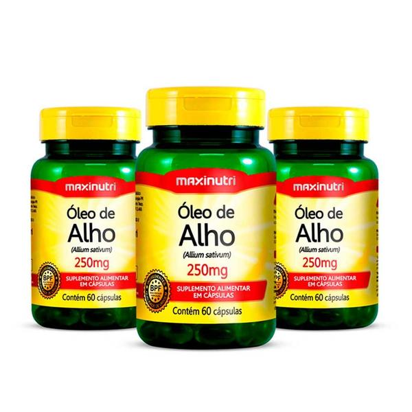 Imagem de Kit 03 Suplemento Óleo de Alho 250mg 60 Cápsulas Maxinutri