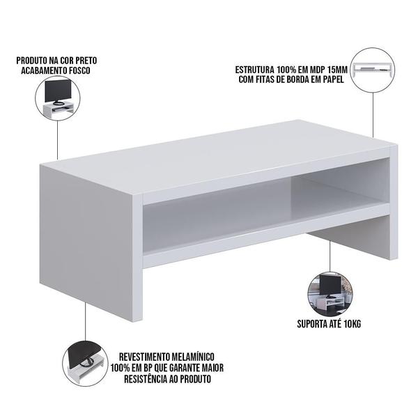 Imagem de Kit 03 Suportes Para Monitor Stand Home Office Lap 63 cm L03 Branco - Lyam