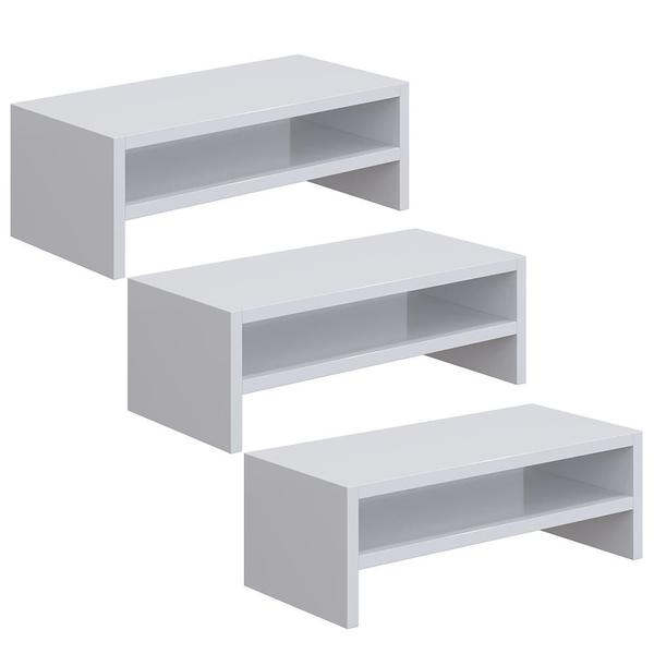 Imagem de Kit 03 Suportes Stand Para Monitores Mesa Escritório Home Office Lap L03 Branco - Lyam Decor