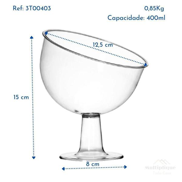 Imagem de Kit 03 Taça Inclinada Doceira Boca Torta Com Pedestal 400Ml