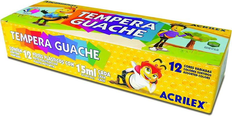 Imagem de Kit 03 Tinta Guache Acrilex Tempera Guache 12 Potes 15ml Cada