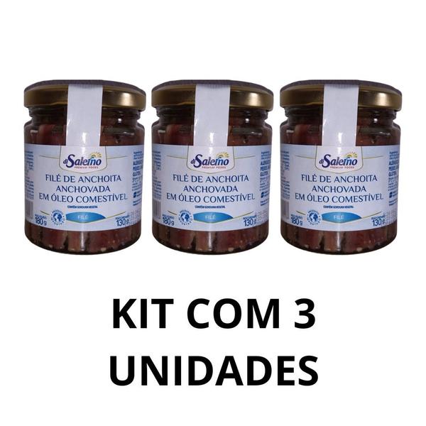 Imagem de Kit 03 Un File De Anchova Argentino Aliche Di Salerno 180g