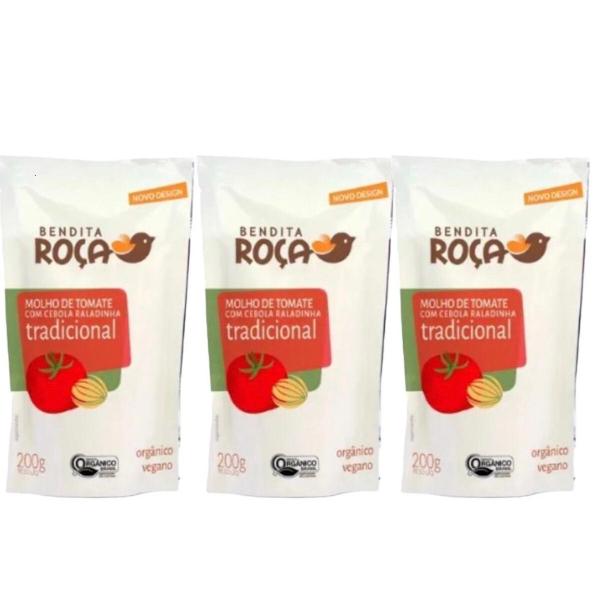 Imagem de Kit 03 Un Molho De Tomate Trad Organico Bendita Roca Sache 200g