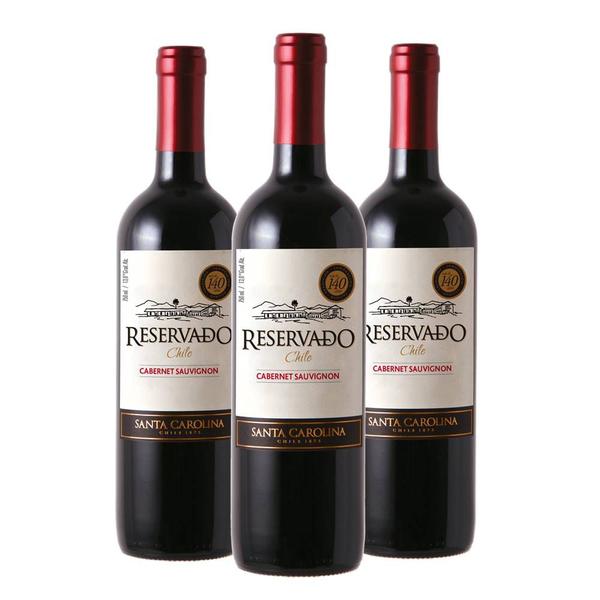 Imagem de Kit 03 Un. Vinho Santa Carolina Reservado Cab. Sauvig. 750ml