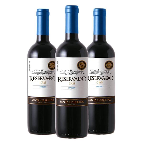 Imagem de Kit 03 Un. Vinho Santa Carolina Reservado Malbec 750ml